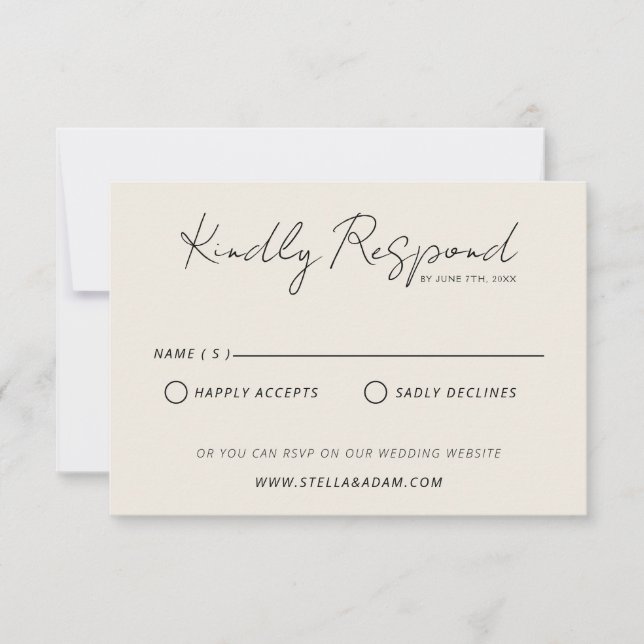 Modern Black & White Retro Fun Minimalist Wedding RSVP Card (Front)