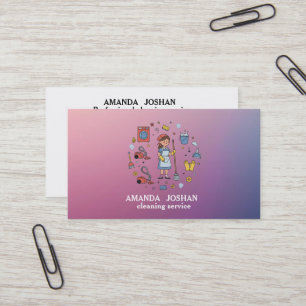 Modern Black & White Retro House Cleaning Vacuum  Business Card