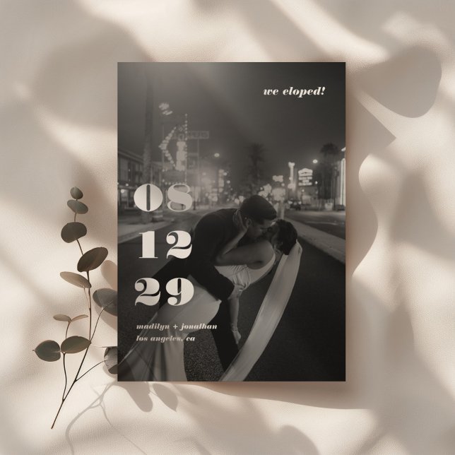 Modern Black White Retro Wedding Elopement Party Invitation (Creator Uploaded)
