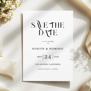 Modern Black White Retro Wedding Save The Date