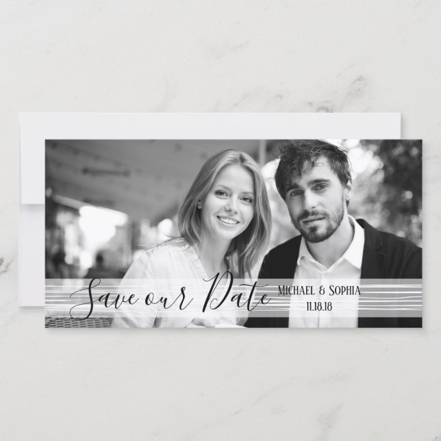 Modern Black & White Save Our Date Photocards Save The Date (Front)