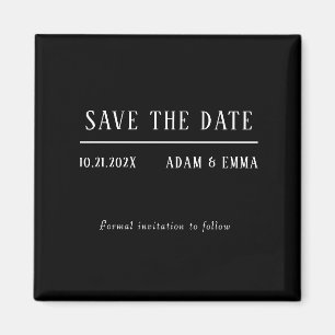 Modern Black & White Save The Date Magnet