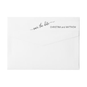 Modern Black White SAVE THE DATE Wedding Wrap Around Label