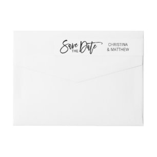 Modern Black White SAVE THE DATE Wedding Wrap Around Label