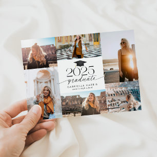 Modern Black + White Script 2025 Graduation Invitation