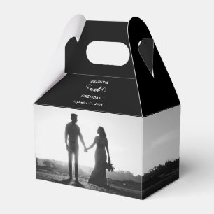 Modern Black & White Script Couple Photo Wedding  Favor Box