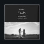 Modern Black & White Script Couple Photo Wedding  Magnet<br><div class="desc">A beautiful black and white calligraphy script design showcasing the couple's photo. A modern wedding couple photo design with simple minimalistic elements. An ideal wedding modern favour design for anyone who loves script calligraphy, black and white designs and photo picture wedding stationery. Matching wedding invitations and other stationery items are...</div>