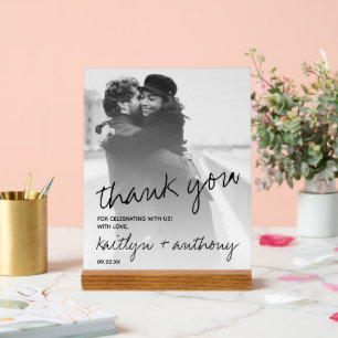Modern Black & White Script Minimalistic Wedding Acrylic Sign