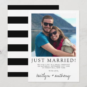 Modern Black & White Script Minimalistic Wedding Announcement