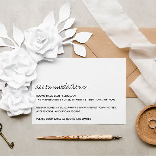 Modern Black & White Script Minimalistic Wedding Enclosure Card