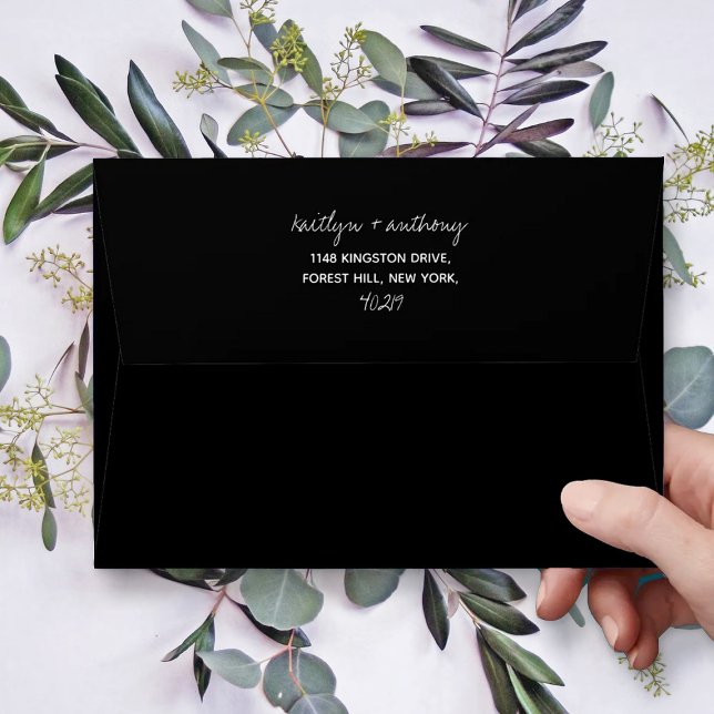 Modern Black & White Script Minimalistic Wedding Envelope (Creator Uploaded)
