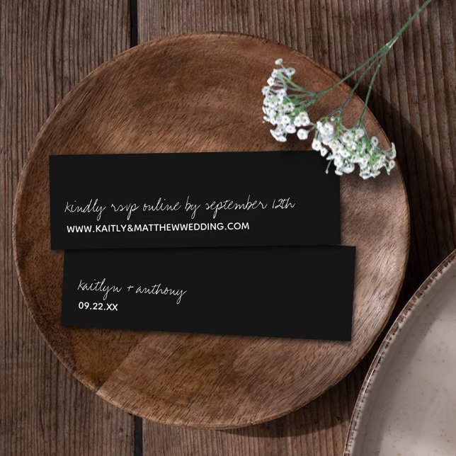 Modern Black & White Script Minimalistic Wedding Mini Business Card (Creator Uploaded)
