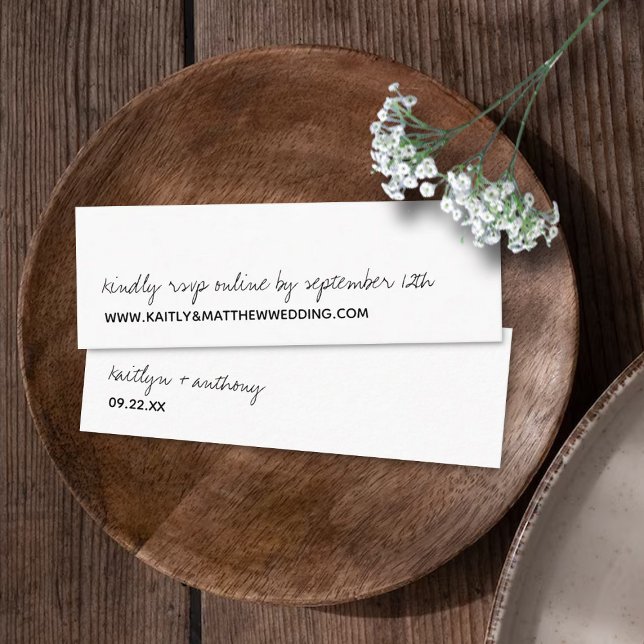 Modern Black & White Script Minimalistic Wedding Mini Business Card (Creator Uploaded)