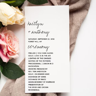 Modern Black & White Script Minimalistic Wedding Program
