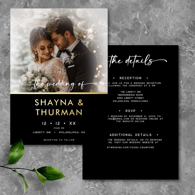 Modern Black White Script Photo Minimal Wedding  (Creator Uploaded)