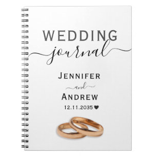 Modern Black & White Script Wedding Notebook