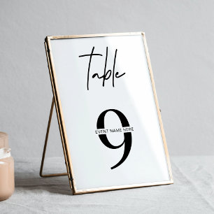 Modern Black & White Seating Chart Table Numbers