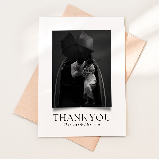Modern Black & White Shadow Effect  Thank you card (Creator Uploaded)