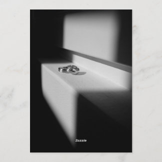 Modern Black & White Shadow Rings Engagement Invitation