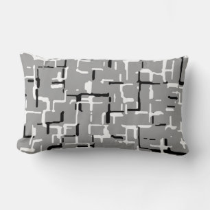 Modern Black White Silver Grey Grey Pattern Lumbar Pillow