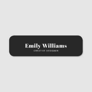 Modern Black & White Simple Name Tag