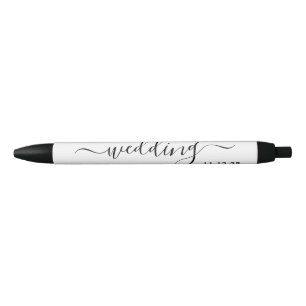 Modern Black & White Simple Script Wedding Favour Ink Pen