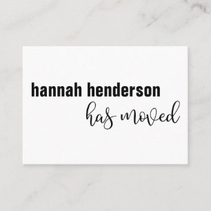 Modern Black & White Single Person Has Moved Card