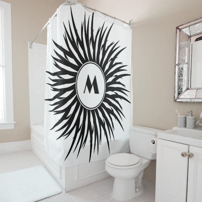 Modern Black White Spiral Monogram Personalize (In Situ)