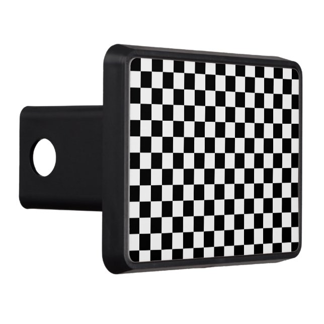 Modern Black White Square Pattern Hitch Cover (Right)