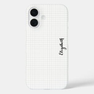 Modern Black White Squares Stylish Monogrammed iPhone 16 Case