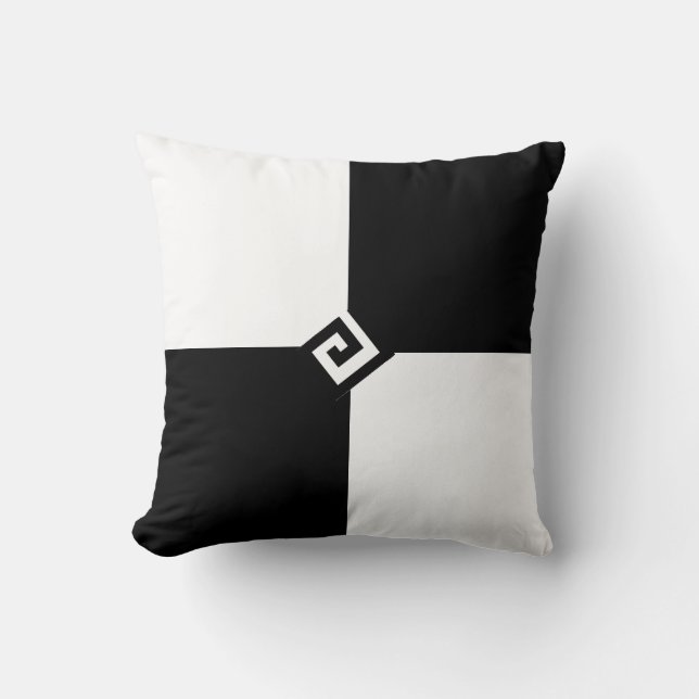 Modern Black White Squares Throw Pillow (Front)