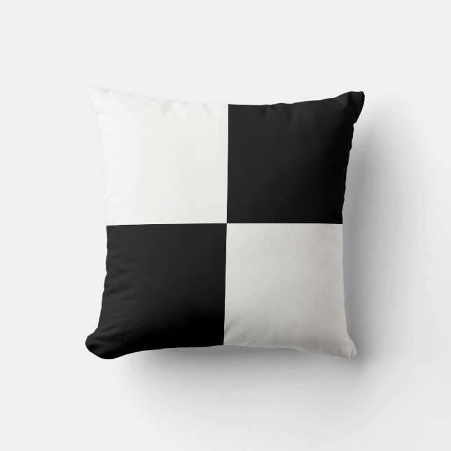Modern Black White Squares Throw Pillow (Front)