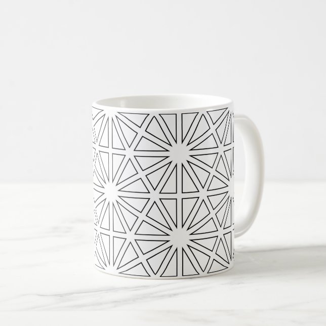 Modern Black & White Starburst Geometric Pattern  Coffee Mug (Front Right)