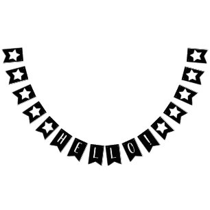Modern Black & White Stars Hello Bunting Flags