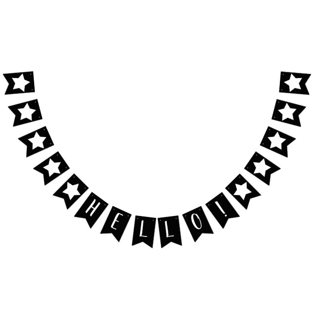 Modern Black & White Stars Hello Bunting Flags (All)