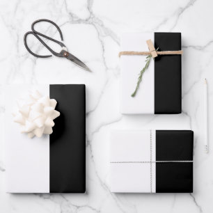 Modern Black & White Stripe Color block Wrapping Paper Sheet