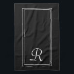 Modern Black & White Stripe Monogram Personalised  Kitchen Towel<br><div class="desc">Modern Black & White Stripe Monogram Personalised kitchen towel</div>