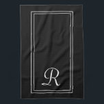 Modern Black & White Stripe Monogram Personalised  Kitchen Towel<br><div class="desc">Modern Black & White Stripe Monogram Personalised kitchen towel</div>