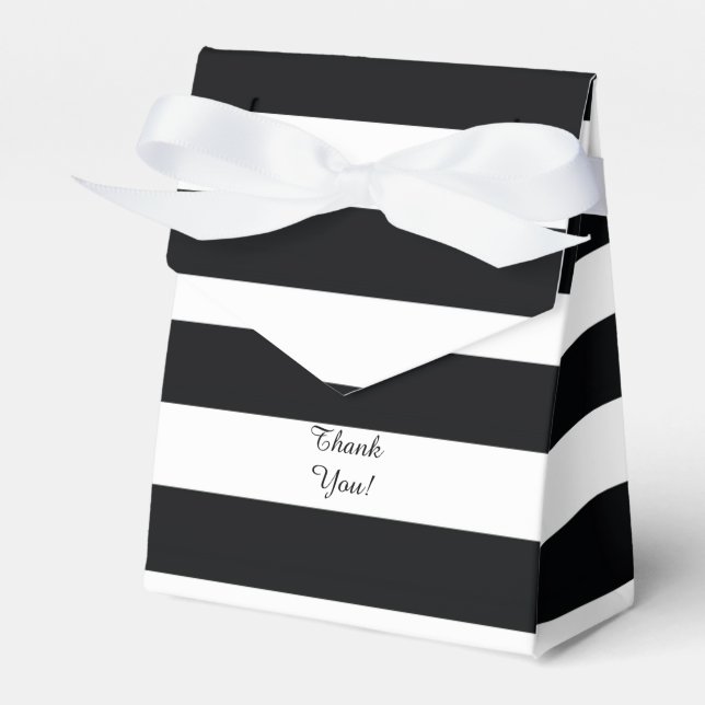 Modern Black White Striped Favour Box (Front Side)