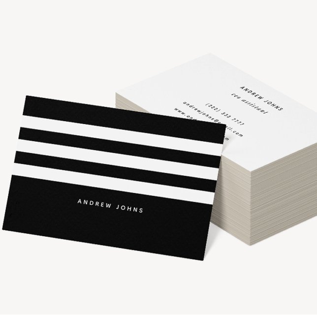 Modern Black & White Stripes Classic Business Card (Creator Uploaded)