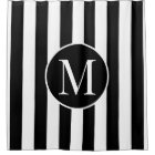 Modern Black White Stripes Elegant Monogram