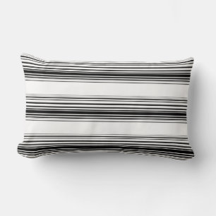 Modern black white stripes lumbar pillow