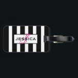 Modern Black & White Stripes Monogram Luggage Tag<br><div class="desc">Elegant black and white stripes patterns. Fully customizable luggage tags. If you need any help customizing any of my designs,  contact ArtOnWear designer. Free text formatting with live help available by request.</div>