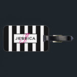 Modern Black & White Stripes Monogram Luggage Tag<br><div class="desc">Elegant black and white stripes patterns. Fully customizable luggage tags. If you need any help customizing any of my designs,  contact ArtOnWear designer. Free text formatting with live help available by request.</div>