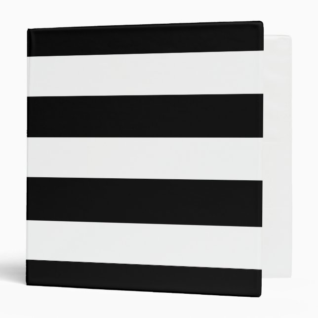 Modern Black White Stripes Pattern Binder (Front/Inside)
