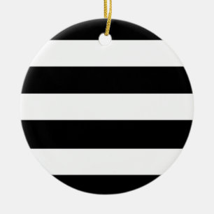 Modern Black White Stripes Pattern Ceramic Ornament