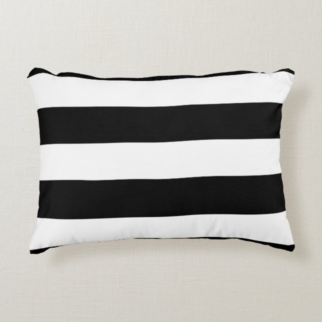 Modern Black White Stripes Pattern Decorative Pillow (Front)