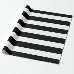 Modern Black White Stripes Pattern Wrapping Paper