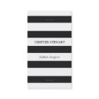 Modern Black White Stripes Personal Contact Card
