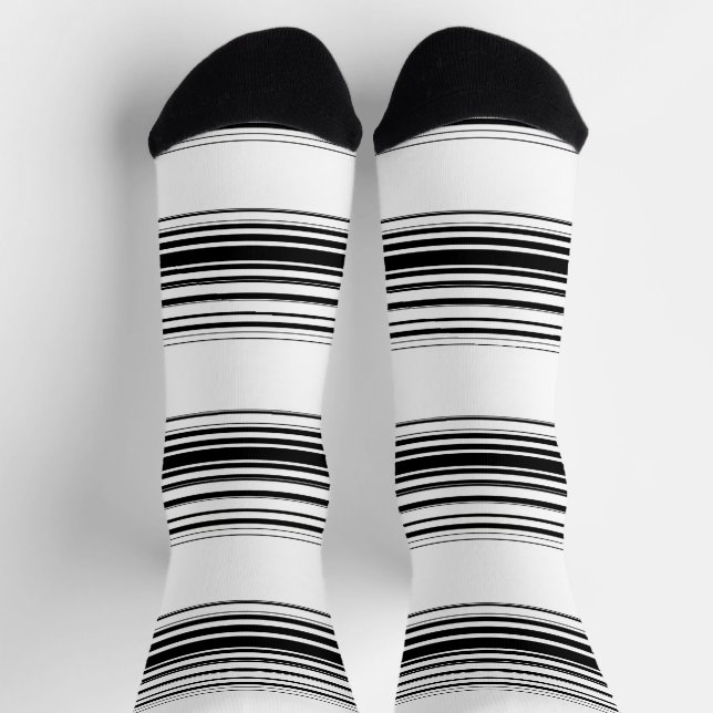 Modern black white stripes socks (Top)